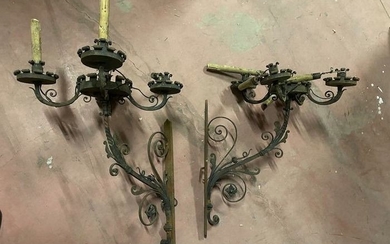 Wall sconce (2) - Iron (wrought) - Early 19th century