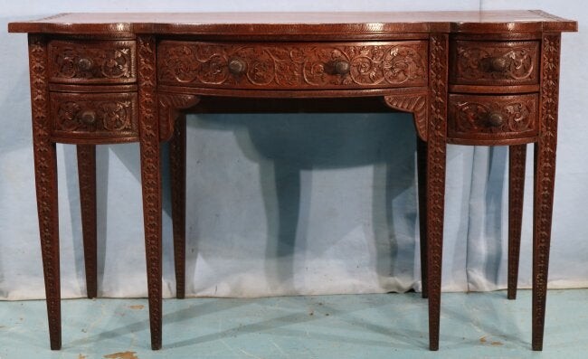 Mahogany Anglo - Colonial or Bermuda carved desk
