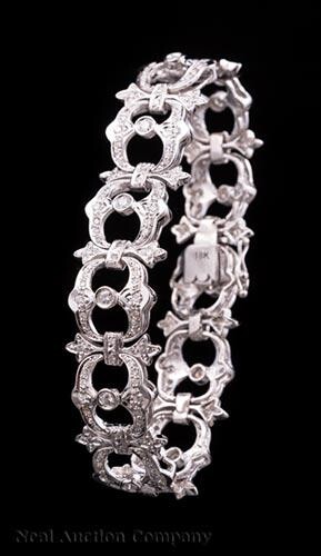 White Gold and Diamond Flexible Link Bracelet