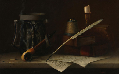 William Michael Harnett (1848-1892) Still Life with Quill and Pipe...