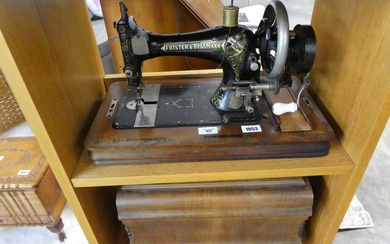 Wooden cased Frister & Rossmann sewing machine serial number 140484Wooden...