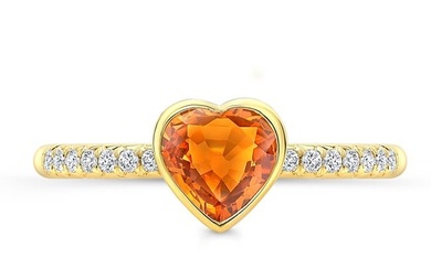 Yellow Sapphire And Diamond Heart Ring In 14k Yellow Gold (0.10 Ct.tw.)