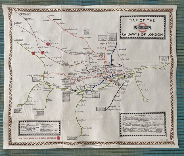 c. 1923 MacDonald Gill designed 'Tube' map