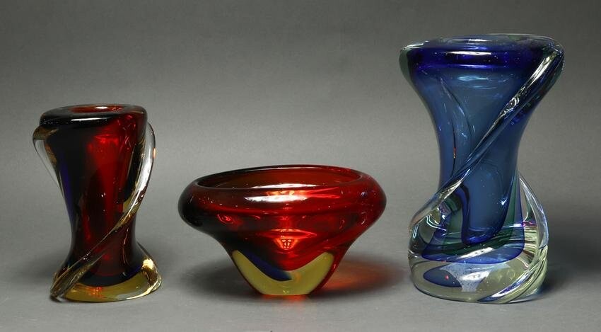 (lot of 3) Luigi Onesto (20th century) Murano glass