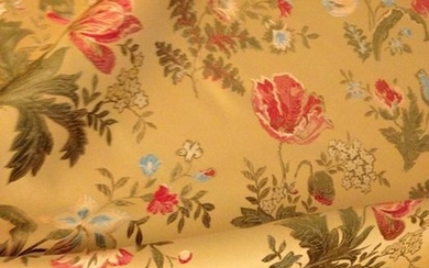 m 6 san leucio damask fabric, one piece - Louis XVI - multicolored floral on a rich gold base - Second half 20th century
