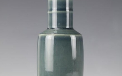 A Splashed Blue Celadon Rouleau Vase with Guangxu Mark