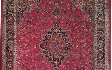 10 x 13 Lipstick Red Persian Semi-Antique Sarouk Rug