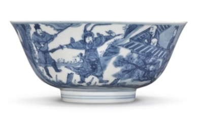 A BLUE AND WHITE 'ROMANCE OF THE WESTERN CHAMBER' BOWL QING DYNASTY, KANGXI PERIOD