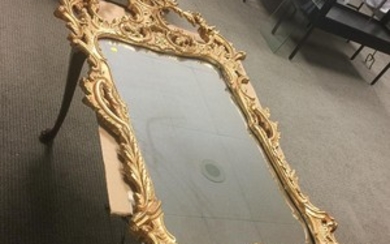 Large Rococo-style Carved Giltwood Mirror