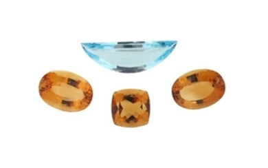 Two oval shaped citrines and a cushion shaped citr…