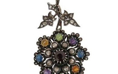 A Victorian gem-set brooch, of flowerhead design and...
