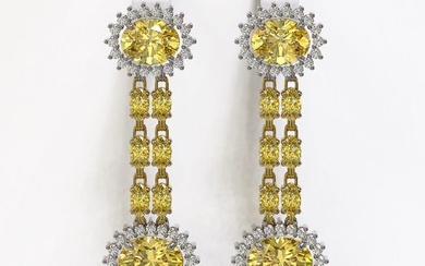 10.58 ctw Citrine & Diamond Earrings 14K Yellow Gold
