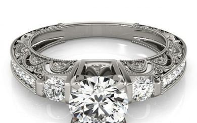 1.15 ctw Certified VS/SI Diamond Antique Ring 18k White Gold