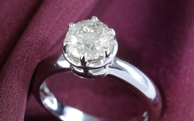 14 K White Gold IGI Certified Solitaire Diamond Ring