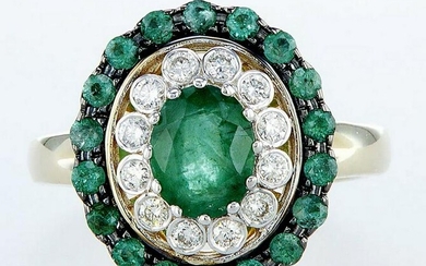 14 kt. White &Yellow gold - Ring - 2.14 ct Emerald