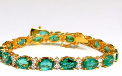 14.26ct bright vivid green natural emerald diamonds tennis bracelet 14kt +