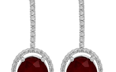 14k White Gold 9.80ct Ruby 0.76ct Diamond Earrings