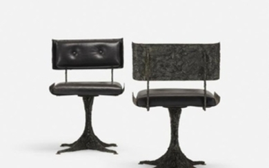 Paul Evans, Sculpted Bronze chairs, pair