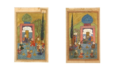 TWO PAINTINGS OF COURT GATHERINGS