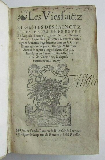 1544 ILLUSTRATED PAPAL CHRONICLE ANTIQUE Platina’