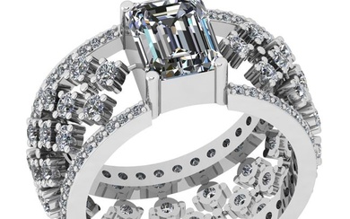 1.60 Ctw SI2/I1 Diamond 14K White Gold Groom Engagement Ring