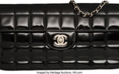 16054: Chanel Black Quilted Patent Leather Rectangular