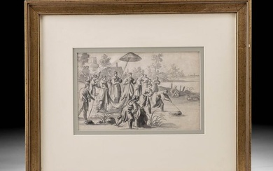 17th C. Dutch Ink Drawing - The Finding of Moses