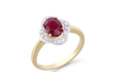 1.80 CTS CERTIFIED DIAMONDS & AFRICAN RUBY 14 K YELLOW