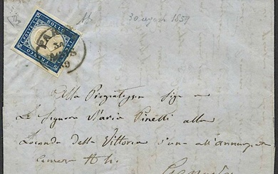1859, Parma, lettera da Parma per Genova del 30 agosto 1859