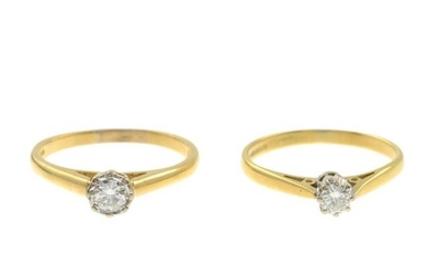 18ct gold diamond single-stone ring, estimated diamond weight...