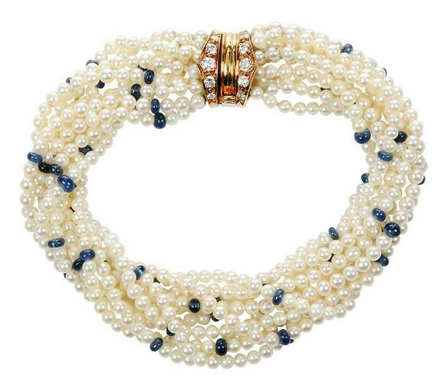 18kt. Pearl, Sapphire & Diamond Bracelet