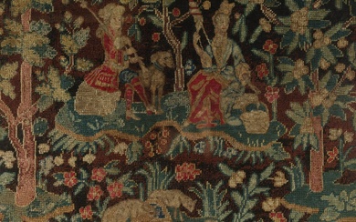 18th C Embroidery Needlepoint Textile Forest Scene