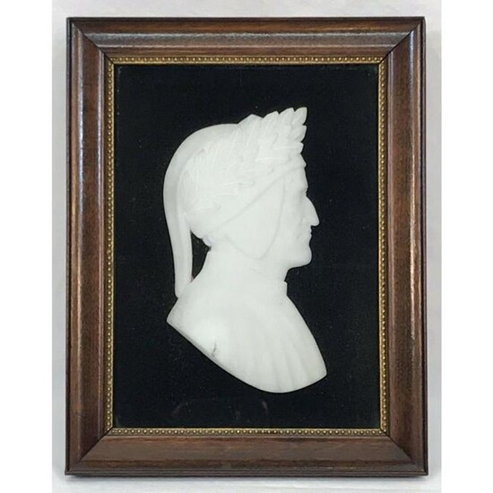 1920's Italian Alabaster Cameo Silhouette, Bust of Poet