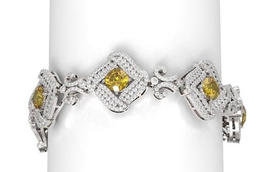 19.51 ctw Canary Citrine & Diamond Bracelet 18K White Gold
