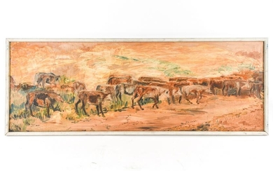 1963 O/C LANDSCAPE WITH CATTLE, SIGNED