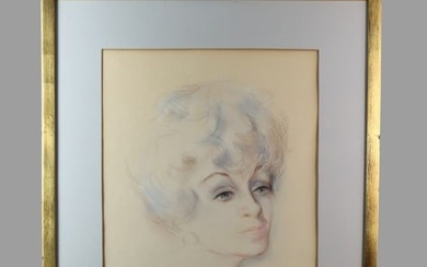 1970's A Women Portrait by Watercolor and Pencil