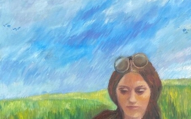 1970's Portrait Of Woman In Landscape, Signed
