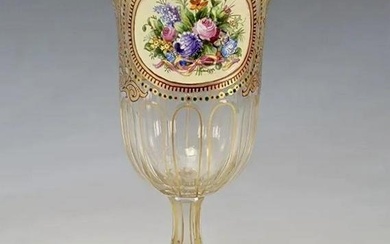 19TH C. GILY AND ENAMELED MOSER GLASS