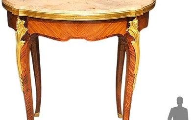 19th C. French Bronze Mounted Top Marble Side Table