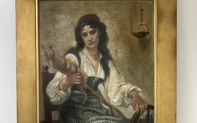 19th Century European Oil on Canvas of a Gypsy Woman