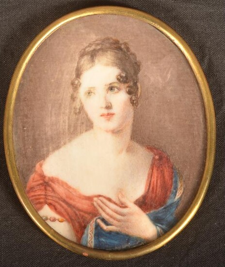 19th Century Miniature Oval Portrait Painting
