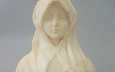 19thc Continental Alabaster Bust of a Young Woman
