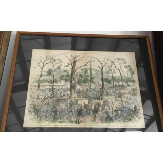19thc Hand-colored Print, Civil War Scene, General