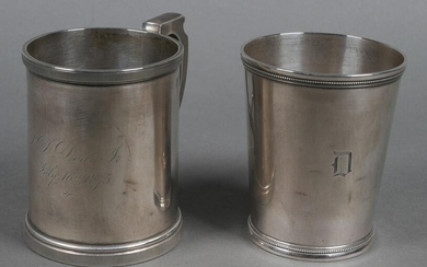 (2) Antique Southern Coin Silver Mugs Cups