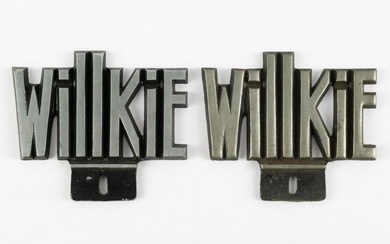 2 Metal Willkie License Plate Toppers