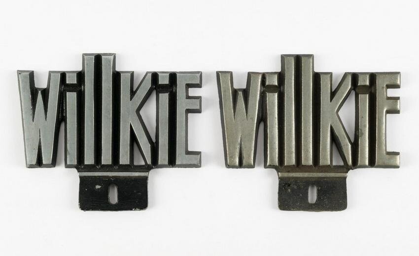 2 Metal Willkie License Plate Toppers