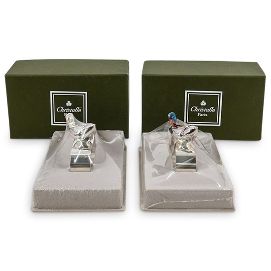(2 Pc) Pair Of Christofle Silver Plated "Piccolo" Napkin Rings