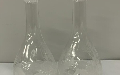 (2) SPC Hungarian Crystal Hand-Etched Decanters