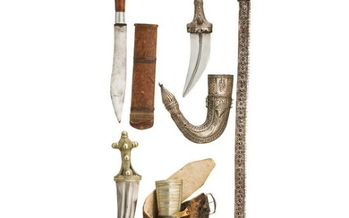 2 daggers, a knife, a belt, Yemen, Indonesia, Caucasia