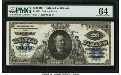 20054: Fr. 321 $20 1891 Silver Certificate PMG Choice U